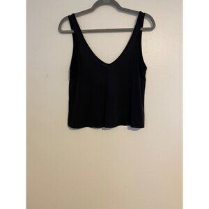 Lulus Basics Black V-Neck Crop Top Size XS Womens Sleeveless Tank Activewear